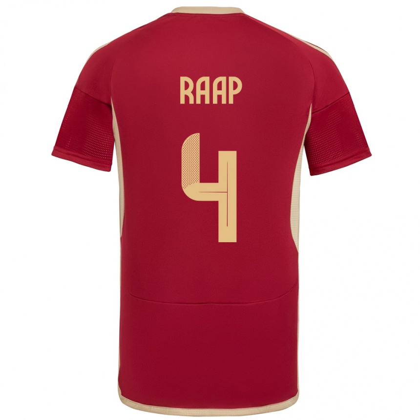 גברים כדורגל ונצואלה Yiandro Raap #4 בורדו ג'רזי ביתית 24-26