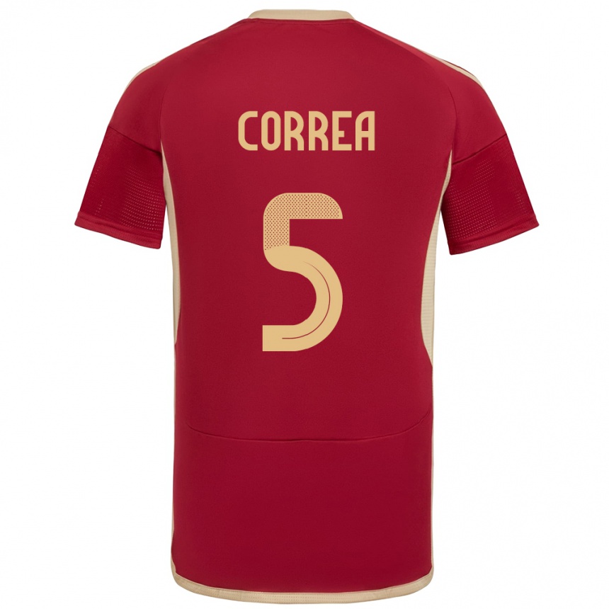 גברים כדורגל ונצואלה José Correa #5 בורדו ג'רזי ביתית 24-26
