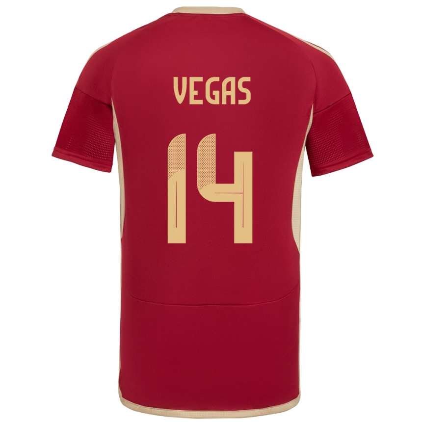 גברים כדורגל ונצואלה Miguel Vegas #14 בורדו ג'רזי ביתית 24-26