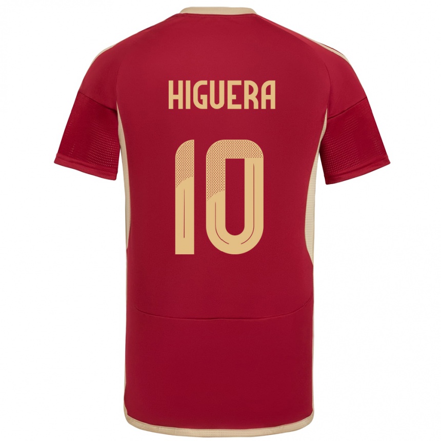 גברים כדורגל ונצואלה Enyerliannys Higuera #10 בורדו ג'רזי ביתית 24-26