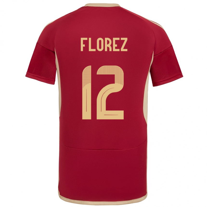 גברים כדורגל ונצואלה Génesis Flórez #12 בורדו ג'רזי ביתית 24-26