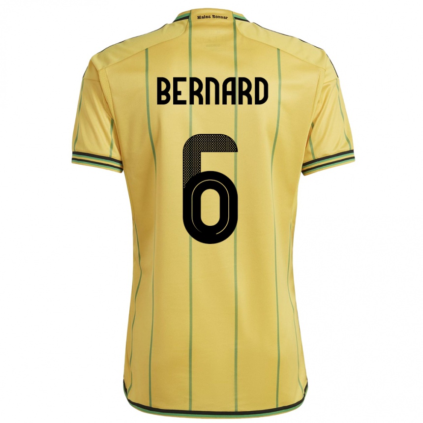 גברים כדורגל ג'מייקה Di'shon Bernard #6 צהוב ג'רזי ביתית 24-26