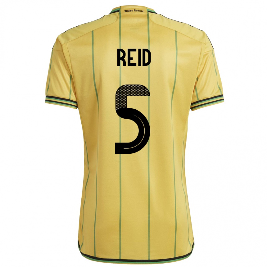 גברים כדורגל ג'מייקה Adrian Reid #5 צהוב ג'רזי ביתית 24-26