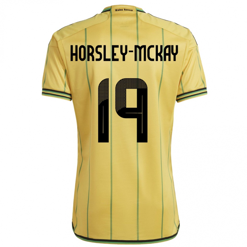 גברים כדורגל ג'מייקה Kyron Horsley-Mckay #19 צהוב ג'רזי ביתית 24-26