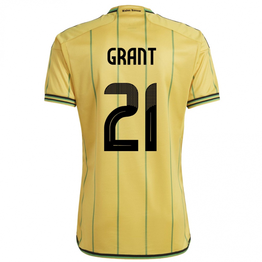 גברים כדורגל ג'מייקה Joshua Grant #21 צהוב ג'רזי ביתית 24-26