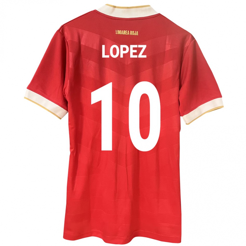 גברים כדורגל פנמה Ovidio Lopez #10 אָדוֹם ג'רזי ביתית 24-26