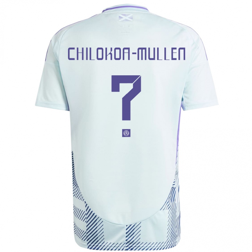 גברים כדורגל סקוטלנד Jeremiah Chilokoa-Mullen #0 כחול מנטה בהיר הרחק ג'רזי 24-26