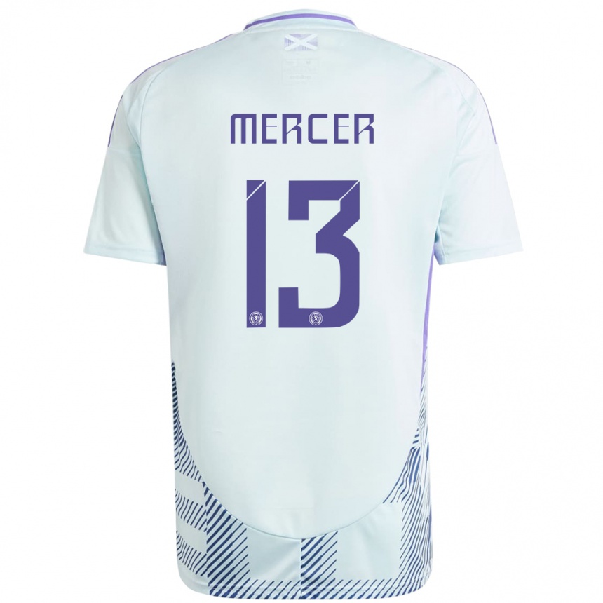 גברים כדורגל סקוטלנד Jamie Mercer #13 כחול מנטה בהיר הרחק ג'רזי 24-26