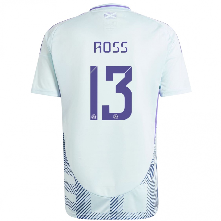 גברים כדורגל סקוטלנד Jane Ross #13 כחול מנטה בהיר הרחק ג'רזי 24-26