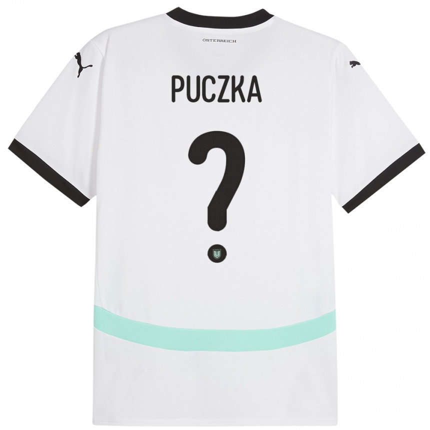 גברים כדורגל אוסטריה David Puczka #0 לבן הרחק ג'רזי 24-26