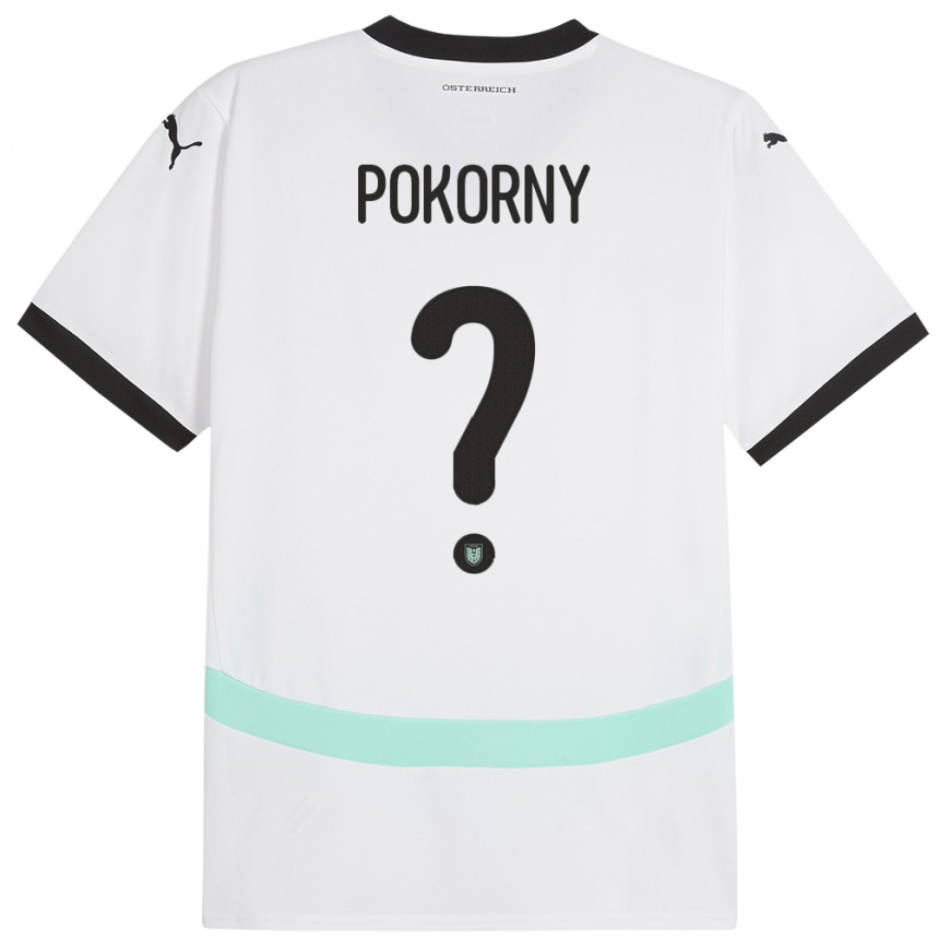 גברים כדורגל אוסטריה Jakob Pokorny #0 לבן הרחק ג'רזי 24-26