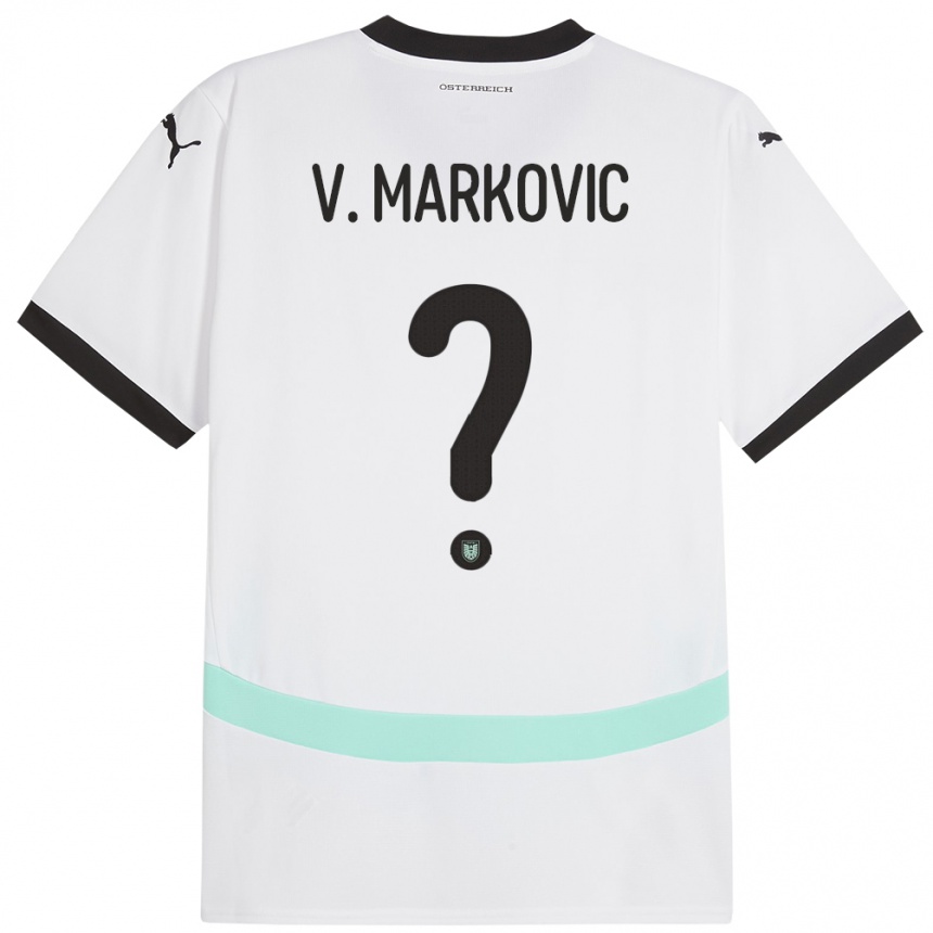 גברים כדורגל אוסטריה Vasilije Markovic #0 לבן הרחק ג'רזי 24-26