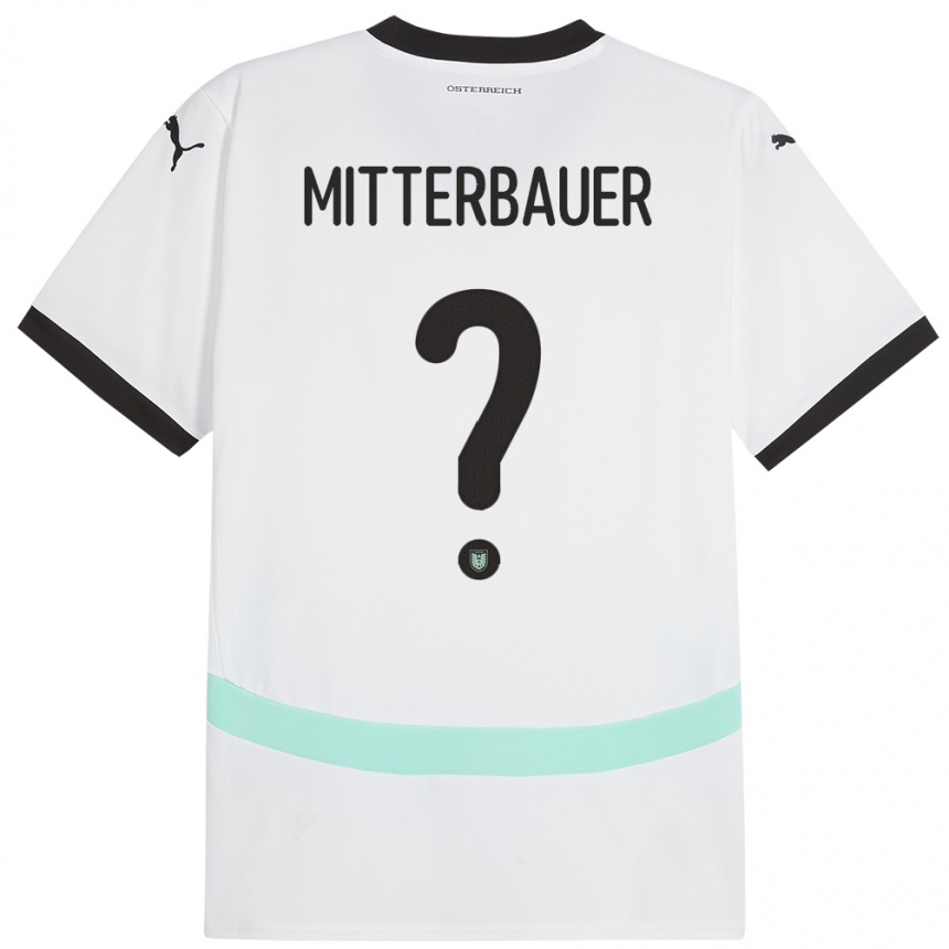 גברים כדורגל אוסטריה Elias Mitterbauer #0 לבן הרחק ג'רזי 24-26