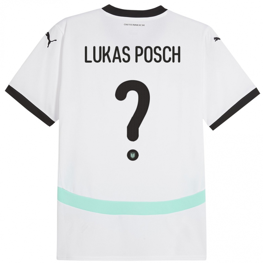 גברים כדורגל אוסטריה Lukas Posch #0 לבן הרחק ג'רזי 24-26
