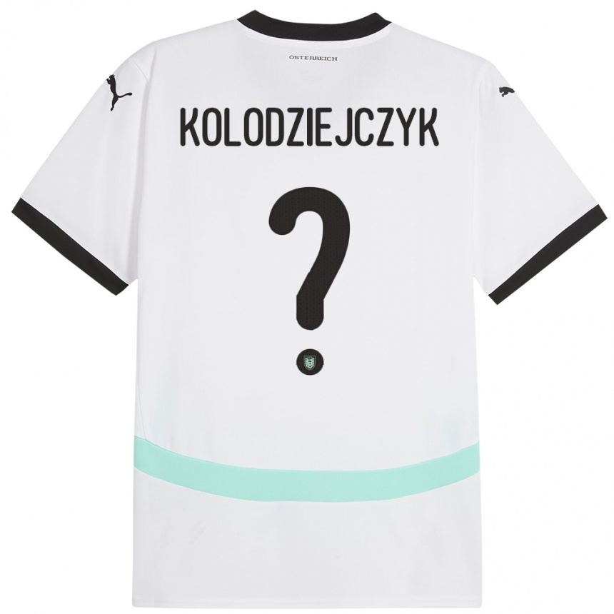 גברים כדורגל אוסטריה Marek Kolodziejczyk #0 לבן הרחק ג'רזי 24-26