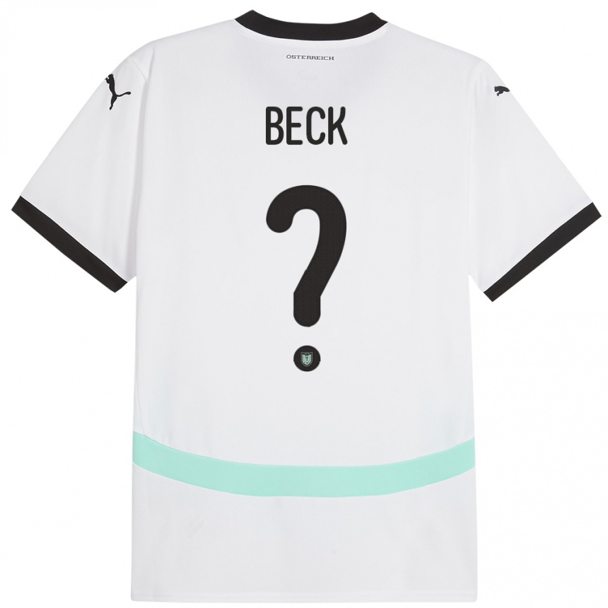 גברים כדורגל אוסטריה Dominik Beck #0 לבן הרחק ג'רזי 24-26