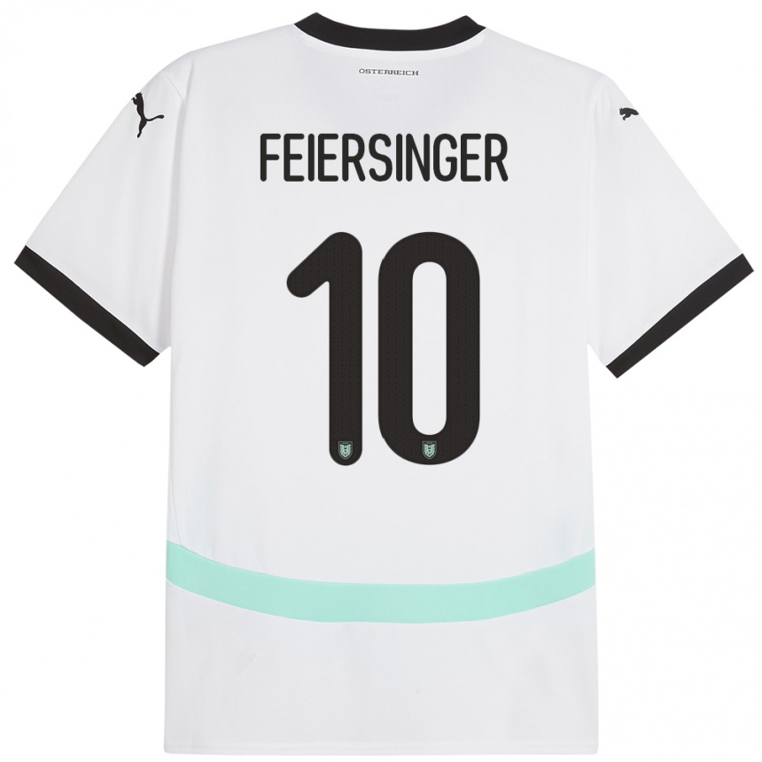 גברים כדורגל אוסטריה Laura Feiersinger #10 לבן הרחק ג'רזי 24-26