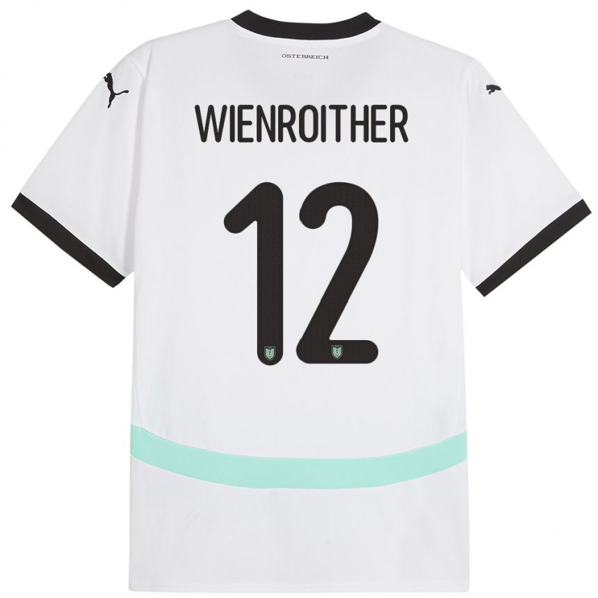 גברים כדורגל אוסטריה Laura Wienroither #12 לבן הרחק ג'רזי 24-26