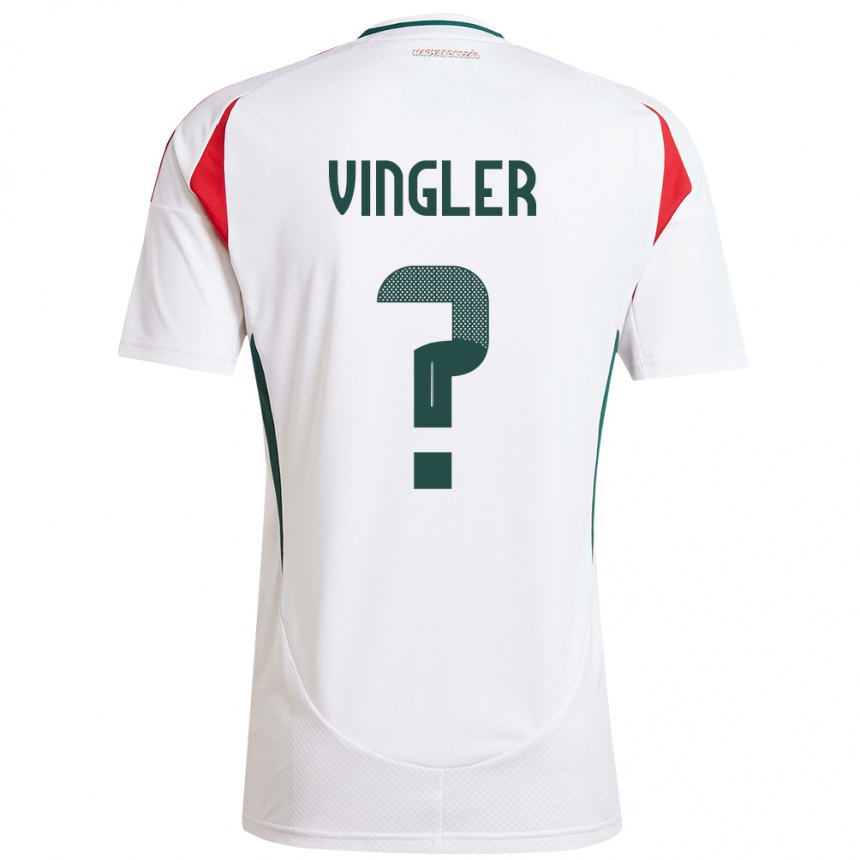 גברים כדורגל הונגריה László Vingler #0 לבן הרחק ג'רזי 24-26