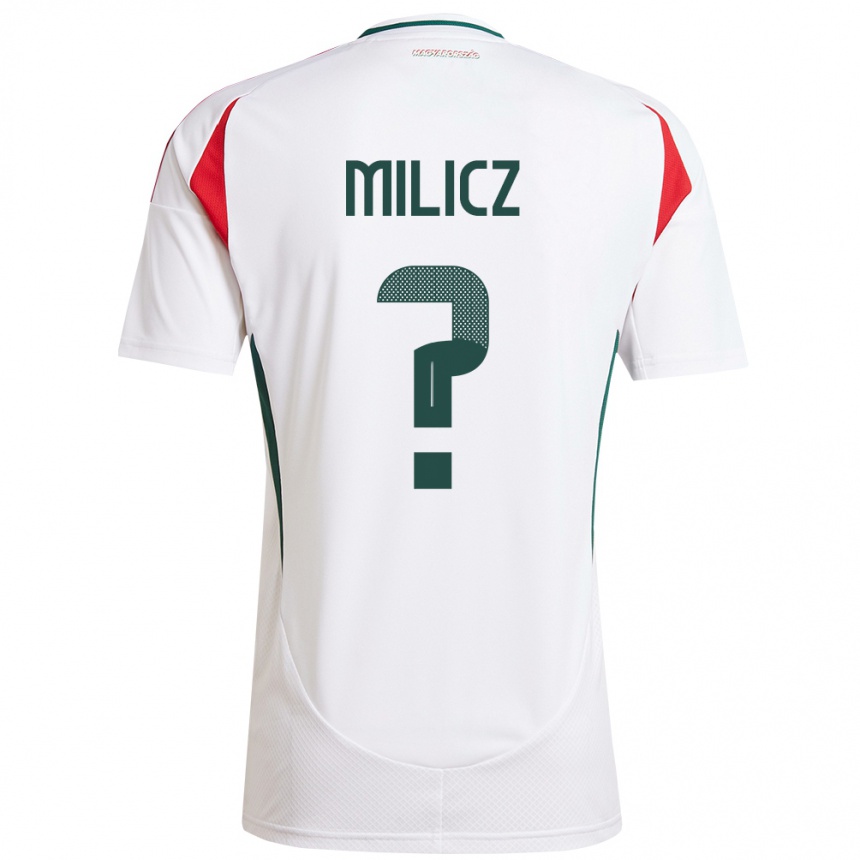 גברים כדורגל הונגריה Péter Milicz #0 לבן הרחק ג'רזי 24-26
