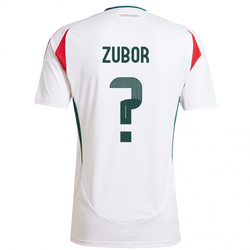גברים כדורגל הונגריה Ádám Zubor #0 לבן הרחק ג'רזי 24-26