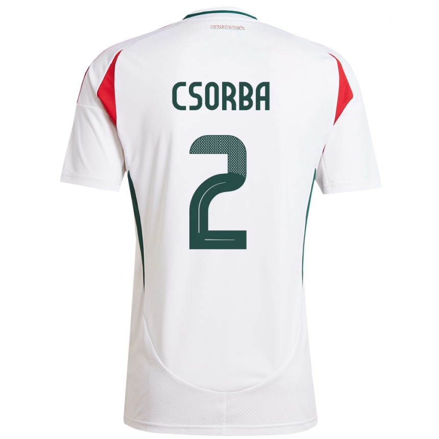 גברים כדורגל הונגריה Dominik Csorba #2 לבן הרחק ג'רזי 24-26