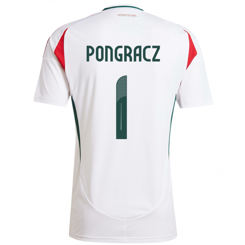 גברים כדורגל הונגריה Agness Pongracz #1 לבן הרחק ג'רזי 24-26