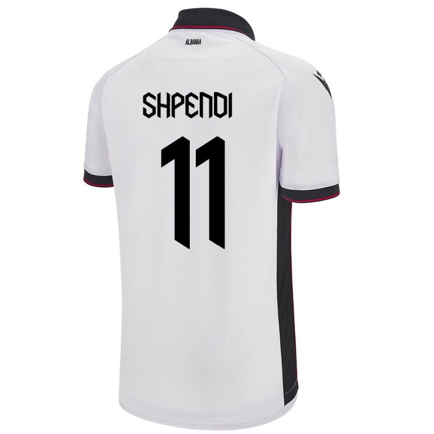 גברים כדורגל אלבניה Stiven Shpendi #11 לבן הרחק ג'רזי 24-26