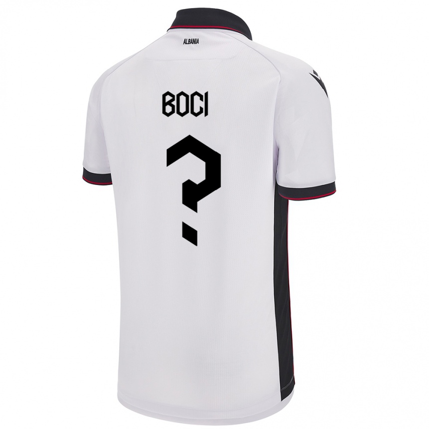 גברים כדורגל אלבניה Muco Boci #0 לבן הרחק ג'רזי 24-26