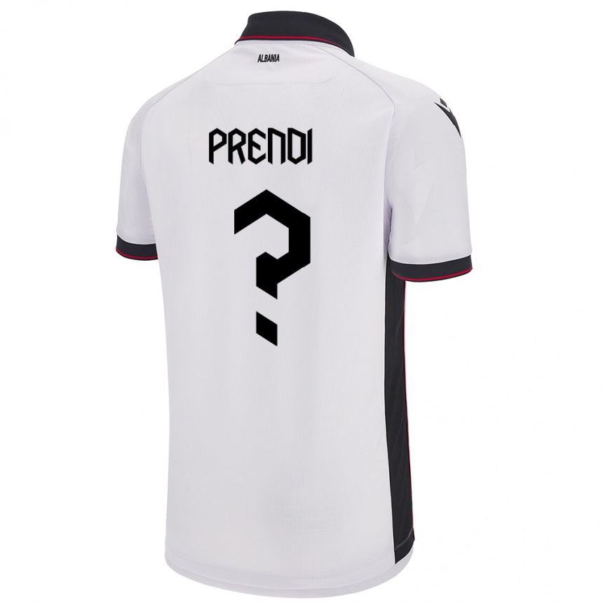 גברים כדורגל אלבניה Denis Prendi #0 לבן הרחק ג'רזי 24-26