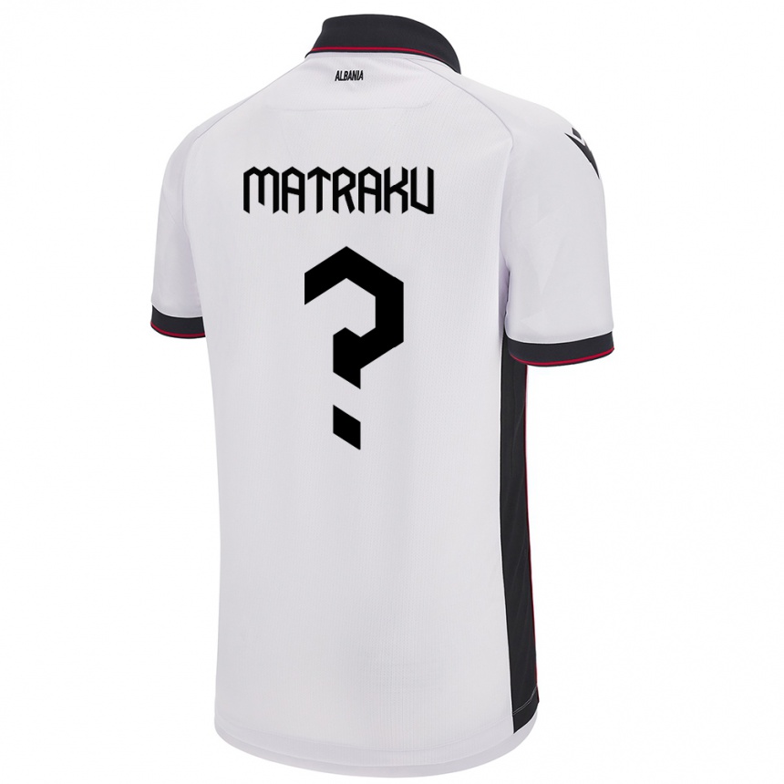 גברים כדורגל אלבניה Denis Matraku #0 לבן הרחק ג'רזי 24-26