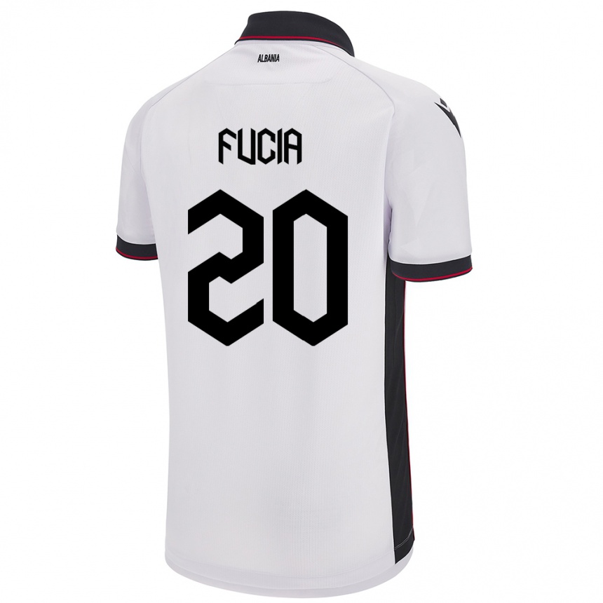 גברים כדורגל אלבניה Bora Fucia #20 לבן הרחק ג'רזי 24-26