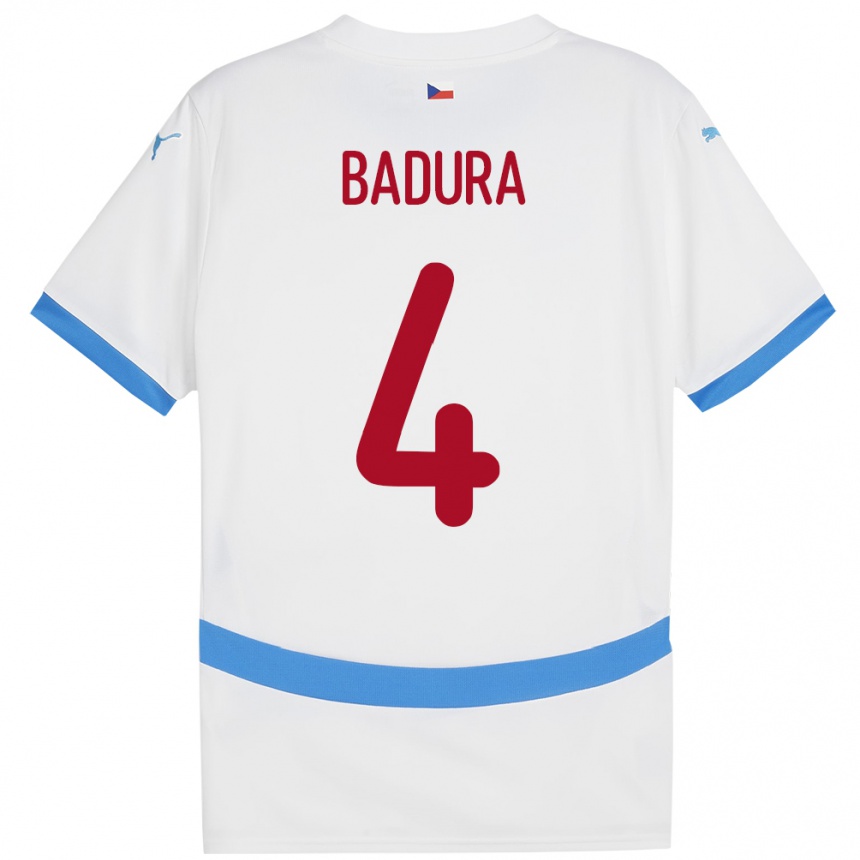 גברים כדורגל צ'כיה Vitezslav Badura #4 לבן הרחק ג'רזי 24-26