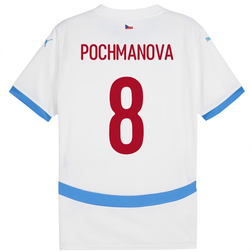 גברים כדורגל צ'כיה Aneta Pochmanová #8 לבן הרחק ג'רזי 24-26