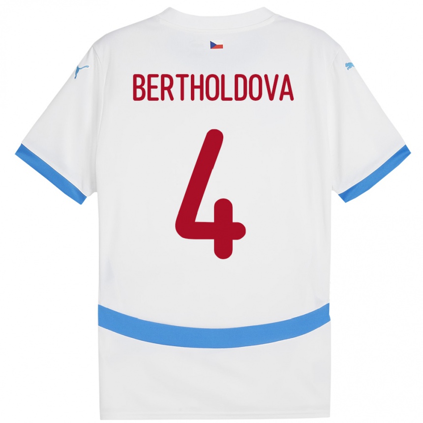 גברים כדורגל צ'כיה Petra Bertholdová #4 לבן הרחק ג'רזי 24-26