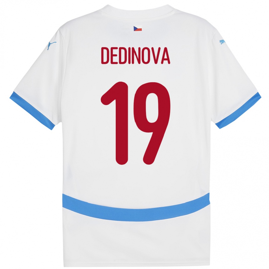 גברים כדורגל צ'כיה Aneta Dědinová #19 לבן הרחק ג'רזי 24-26