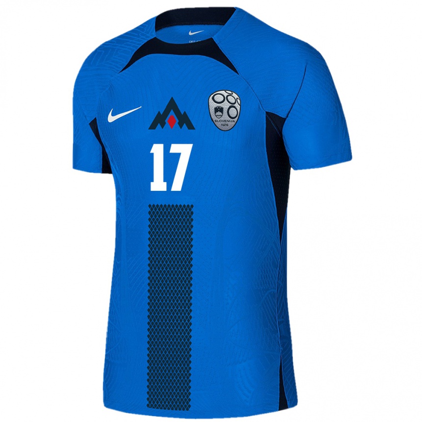 גברים כדורגל סלובניה Kevin Benkic #17 כְּחוֹל הרחק ג'רזי 24-26