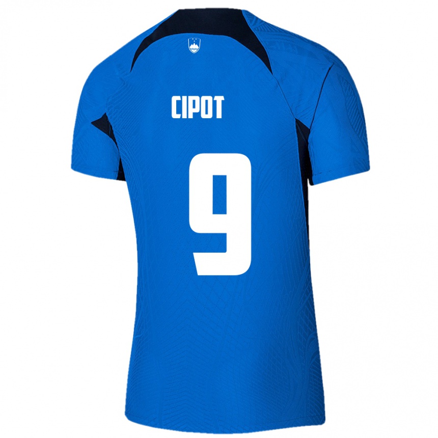 גברים כדורגל סלובניה Tio Cipot #9 כְּחוֹל הרחק ג'רזי 24-26