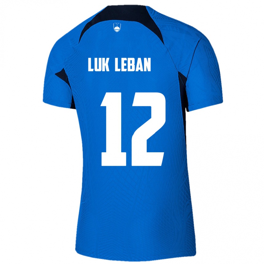 גברים כדורגל סלובניה Zan Luk Leban #12 כְּחוֹל הרחק ג'רזי 24-26