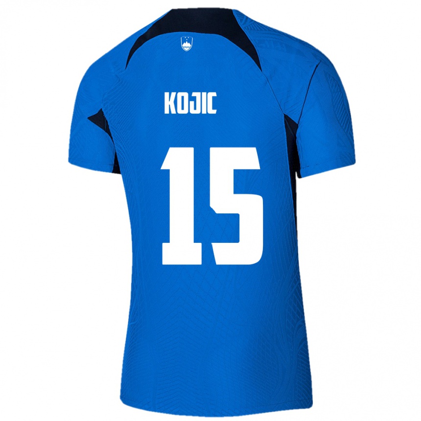 גברים כדורגל סלובניה Dino Kojic #15 כְּחוֹל הרחק ג'רזי 24-26