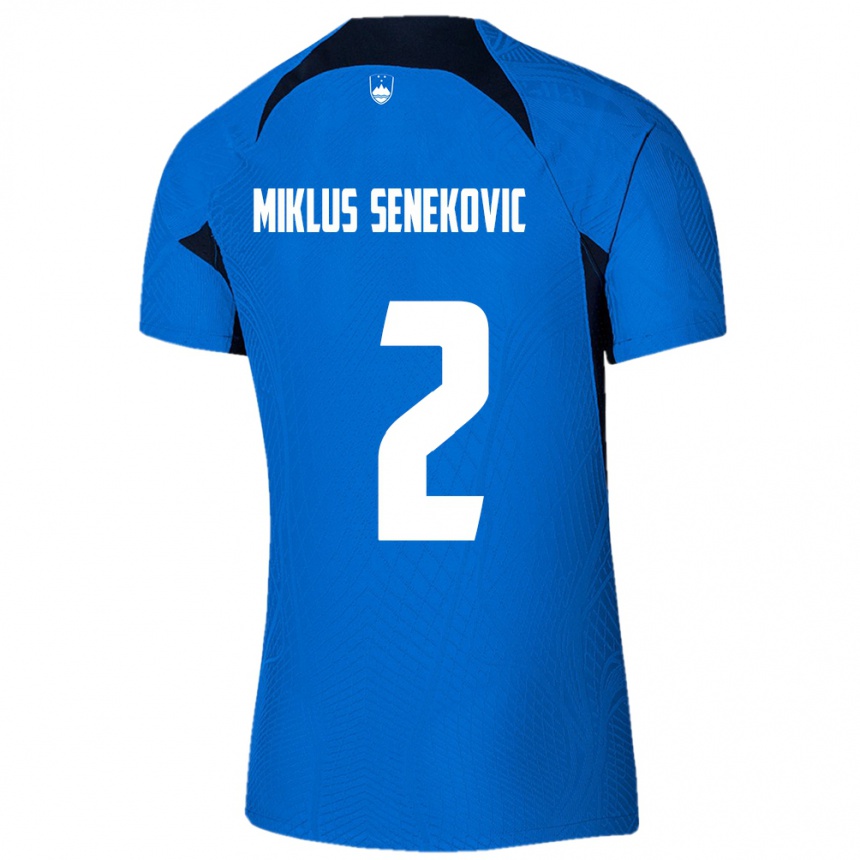 גברים כדורגל סלובניה Gal Miklus Senekovic #2 כְּחוֹל הרחק ג'רזי 24-26