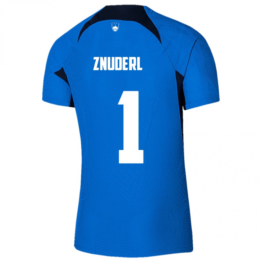 גברים כדורגל סלובניה Tai Znuderl #1 כְּחוֹל הרחק ג'רזי 24-26