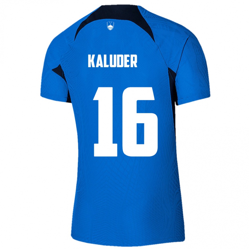 גברים כדורגל סלובניה Grega Kaluder #16 כְּחוֹל הרחק ג'רזי 24-26