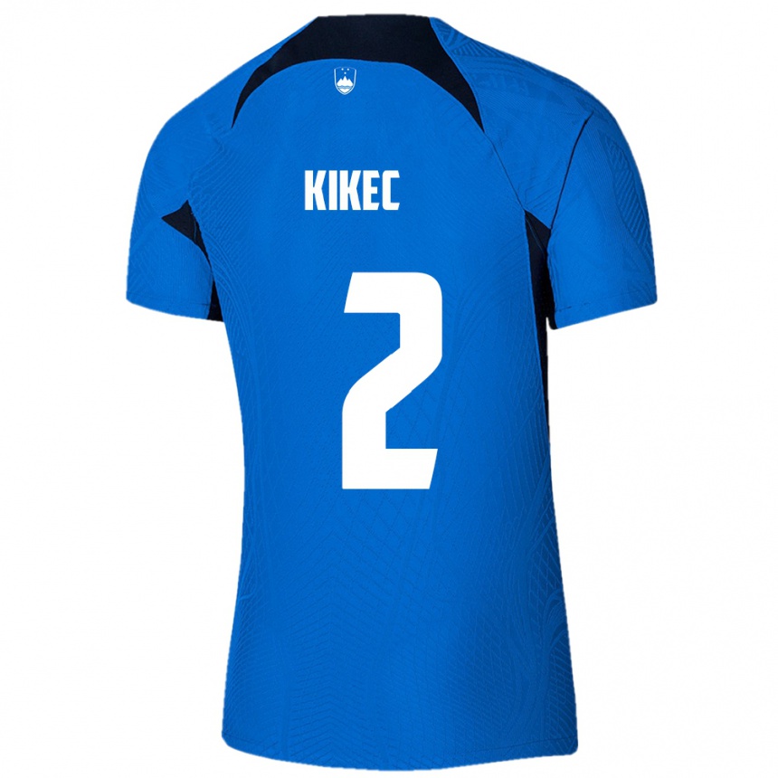 גברים כדורגל סלובניה Timon Kikec #2 כְּחוֹל הרחק ג'רזי 24-26