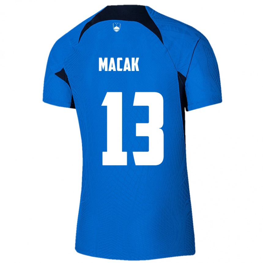גברים כדורגל סלובניה Tian Macak #13 כְּחוֹל הרחק ג'רזי 24-26