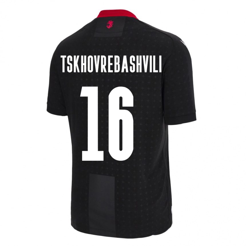 גברים כדורגל גאורגיה Nikoloz Tskhovrebashvili #16 שָׁחוֹר הרחק ג'רזי 24-26