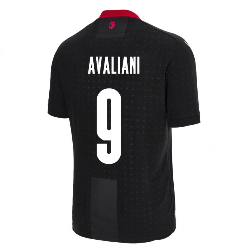 גברים כדורגל גאורגיה Aleksandre Avaliani #9 שָׁחוֹר הרחק ג'רזי 24-26