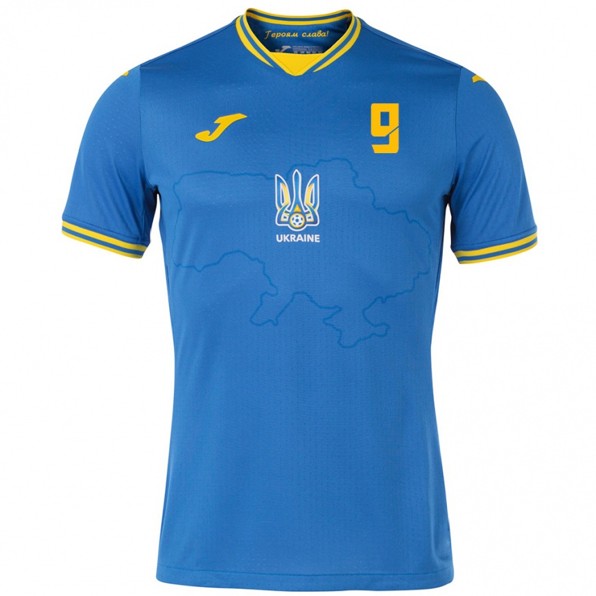 גברים כדורגל אוקראינה Ivan Andreyko #9 כְּחוֹל הרחק ג'רזי 24-26