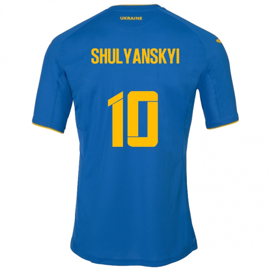 גברים כדורגל אוקראינה Artem Shulyanskyi #10 כְּחוֹל הרחק ג'רזי 24-26