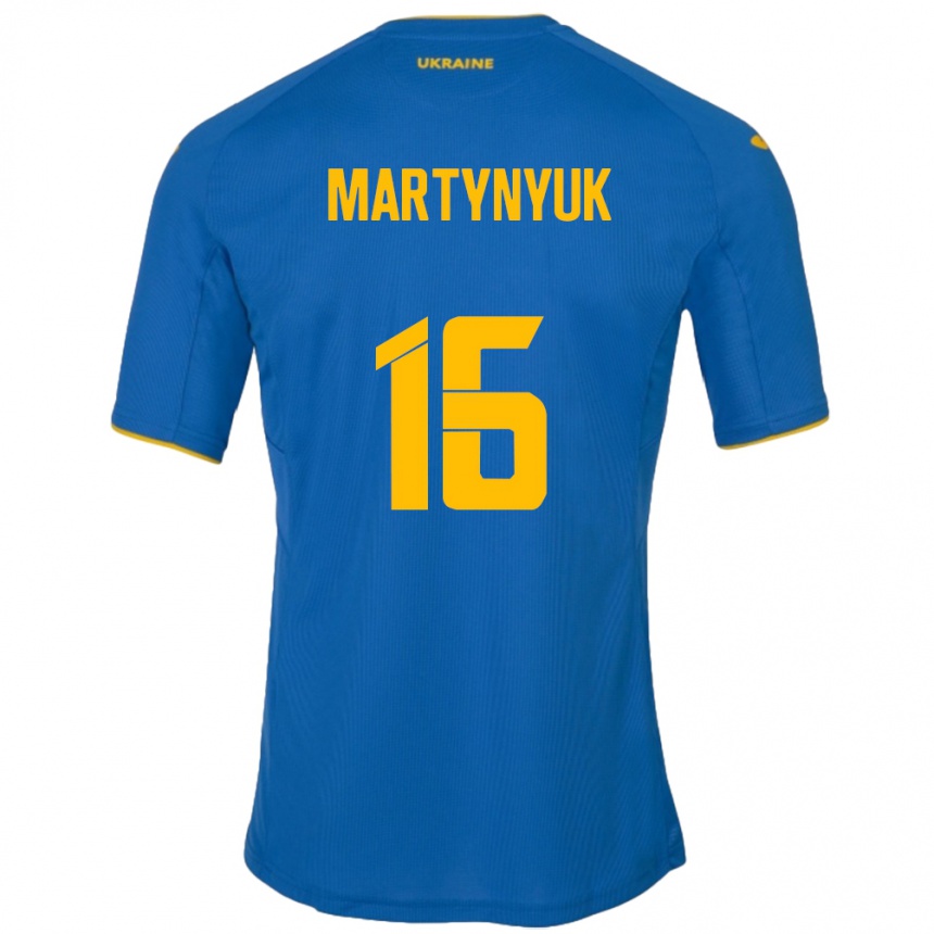 גברים כדורגל אוקראינה Oleksandr Martynyuk #16 כְּחוֹל הרחק ג'רזי 24-26